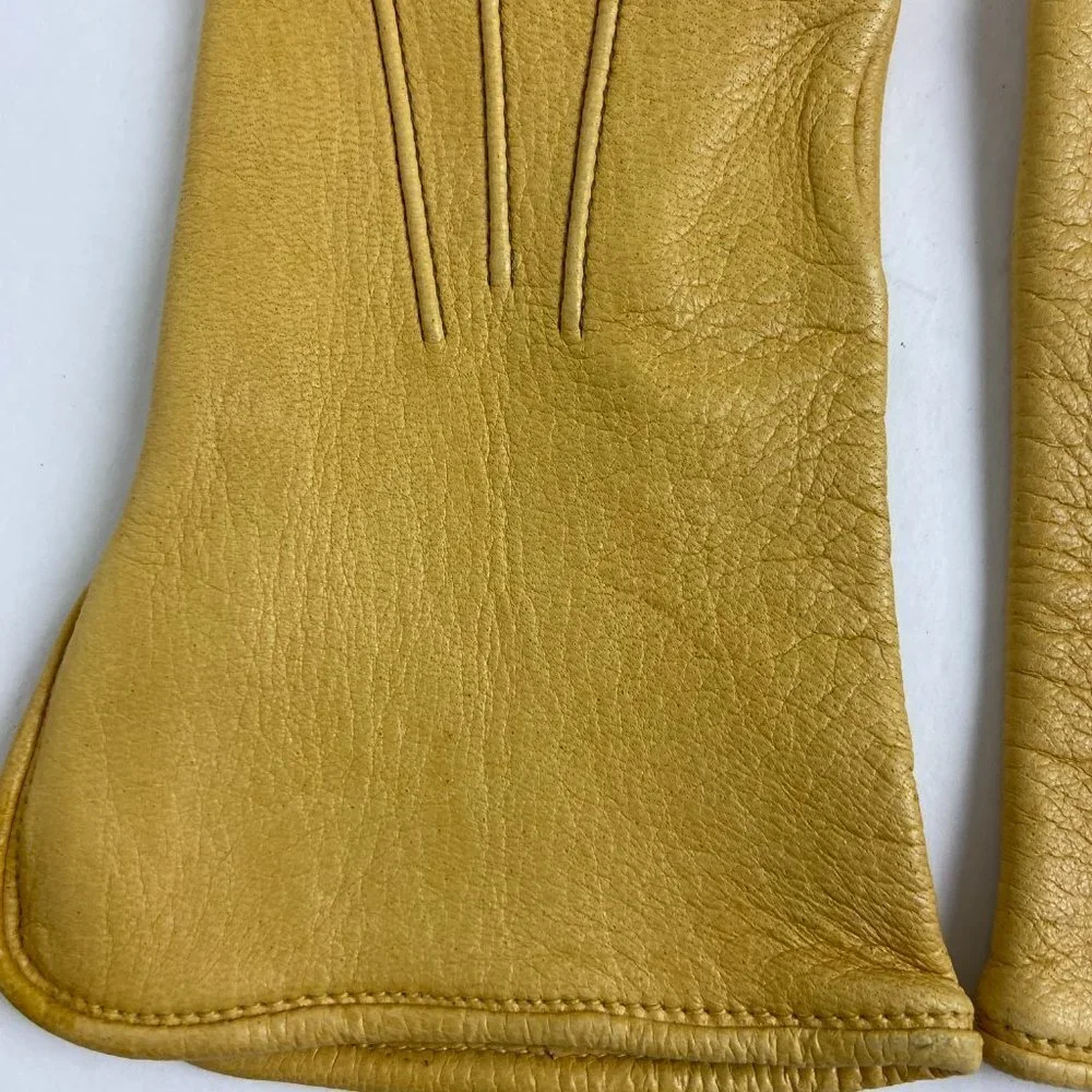 Vintage Leather Yellow Gloves Size 6.5 Wickmans